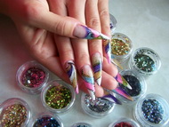 stiletto csillis zselékkel + akril