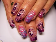 csiilámos zselés alapon akril virágok