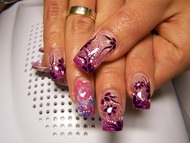 csiilámos zselés alapon akril virágok