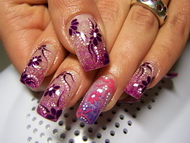 csiilámos zselés alapon akril virágok