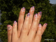 Best Nails - Lila fehér fekete minta akrillal