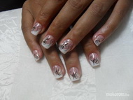 csillámos fehér  fekete akril mintával 