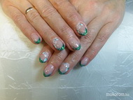 zöld francia csillámmal és rózsával