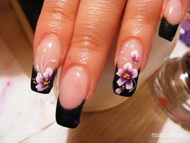 fekete francia lila virággal