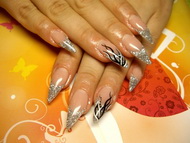 Ezüst csillám akril díszítéssel