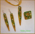 zöld sárga ékszer szett