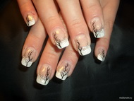 Best Nails - fehér és gyémánt por ágakkal