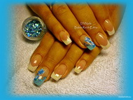 Türkiz Fehér virágos francia