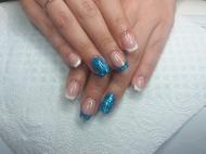 Best Nails - francia és kék csillámpor