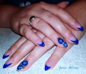 Best Nails - Kék francia virággal
