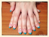 Best Nails - Türkizkék francia Crystalac