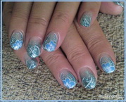 Türkíz csillám kék virággal