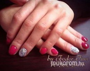 Sötét pink ezüst flitteres  