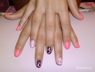 Pink fekete fehér szivecskés pöttyös