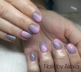 Grey pink ombre nails