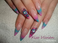 türkiz és rózsaszín