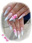 Best Nails - Fehér francia neonpink poci virággal
