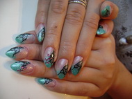 Színes zselé+akryl,csilámos fényzselé