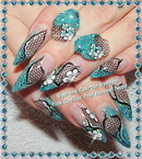 Blue nails with earrings