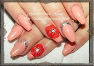 Best Nails - Red flower nails