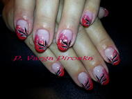 Best Nails - Ferrari piros porci csillámpor akrilfestés