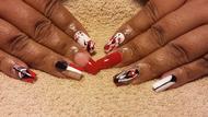 Red white black hand designs 