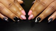 Pink black silver hand designs