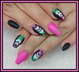 Best Nails - Black and pink and green nail