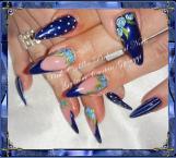Best Nails - Blue flower nail art