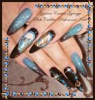Blue and brown nail art