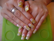 Sárga,gyöngyház  zselével