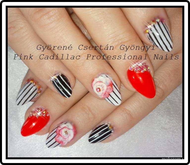 Black and white and red nail art - műköröm minta, műköröm minták