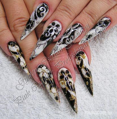 Black and white stiletto nails