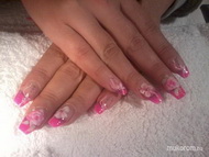 Best Nails - rózsaszín rózsás és virág mintás