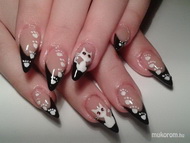 épített porcelán köröm Cicákkal