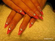 Best Nails - rózsaszín narancssárga Swarovskival