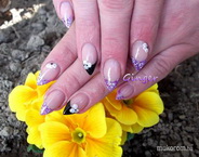 Csillámló lila porci virággal