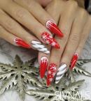 Hosszabb piros porcelán műköröm