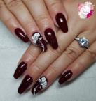 Csillámos bordó 3D virággal