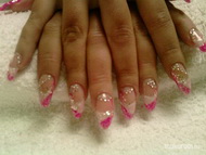 Best Nails - csillamos pink feher pocelan