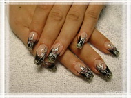 fekete csillámos akril virággal