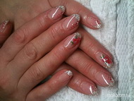 Csillám piros mintás virág