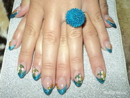 Türkiz kék zselés virággal