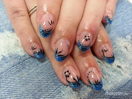 kék vidám virágos