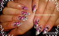 virágos hegyes köröm akril festés