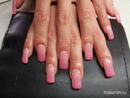 Extrahosszú rózsaszín csillámos