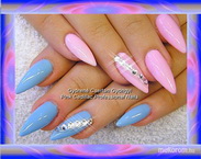 Pink and blue nails
