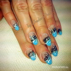 Hupikék fekete csillámos