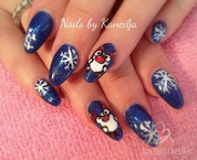 Rudolph and snowflake nails