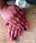 neon peach and black